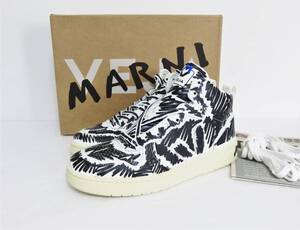 送料無料 新品 VEJA × MARNI V-15 ブラック 40 マルニ ヴェジャ レザー ハイカット スニーカー 落書き