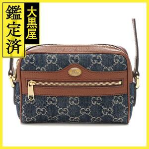 GUCCI　グッチ　オフィディア　ＧＧミニショルダーバッグ　ブルー/ブラウン　デニム【472】RKT