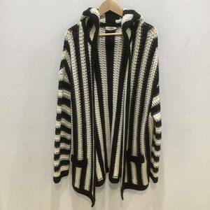 Yves Saint Laurent イヴ・サンローラン 607652 2019 A/W WOOL CARDIGAN ウールカーディガン ブラック ホワイト ストライプ L 645124