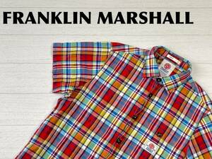 ☆送料無料☆ FRANKLIN MARSHALL フランクリンマーシャル 古着 イタリア製 半袖 チェック柄 シャツ メンズ S レッド トップス 中古 即決