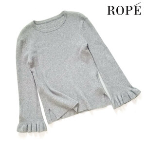 23-0061 ロペ ROPE■ニット カットソー フリル ミックスカラー グレー