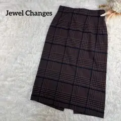 jewel changes レディース ロングスカート ブラウン チェック柄 冬