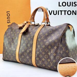 【良品 鑑定済】ルイヴィトン LOUIS VUITTON ボストンバッグ モノグラム キーポル50 M41426 旅行カバン メンズ LV ビトン PVC ヌメ革 2797