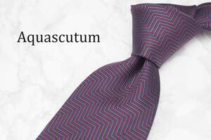 【美品】Aquascutum アクアスキュータム A-137 ワイン 紺系 レナウン ブランド ネクタイ 良品 古着 卸 USED オールド SILK