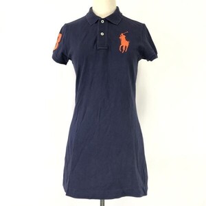 RALPH LAUREN☆半袖ポロシャツ型/ワンピース【レディースM/ミニ丈/紺/navy】ビッグポニー/ラルフローレン/背番号3刺繍◇ｃpBH736