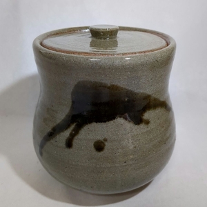 唐津焼 陶器製水指 水差 水器 茶道具 共蓋 銘あり 美品 ヴィンテージ品