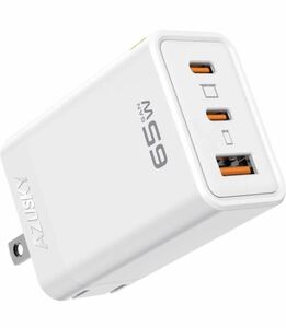 PD USB充電器 65W GaN Type C 急速充電器 高速充電器 PD対応 USB-C×2 & USB A 3ポートGaN