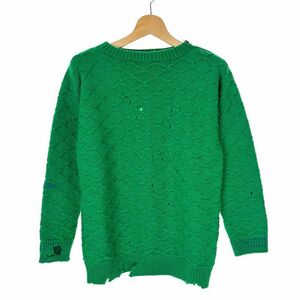 未使用品 メゾンマルジェラ Maison Margiela 22SS 白タグ ダメージ加工ニット ショルダージップ Knitwear S S030-MM MALE RTW MAIN S 緑 S3