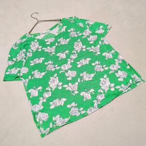 【I danabishi】（9）Tシャツ コットン 総柄 花柄 クルーネック　トップス