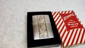 ZIPPO 唐草　アラベスク　両面加工　シルバー×ゴールド　イタリック　斜字体　1991年製