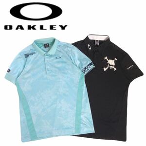 新品同様と極美品 最高級 豪華2点 OAKLEY 吸水速乾 ストレッチ 総柄 スカルロゴ 半袖ポロシャツ メンズL オークリー ゴルフウェア 2406147