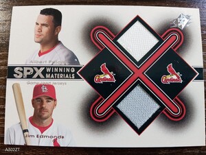 2001 SPx Winning Materials Update Duos ALBERT PUJOLS アルバート・プホルス ROOKIE ＆ JIM EDMONDS ルーキーカード RC ジャージカード