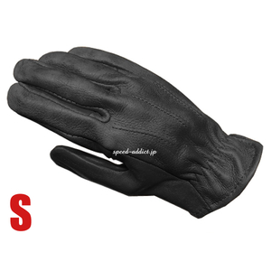 SULLIVAN GLOVE SHORTY VINTAGE BLACK S/サリバングローブ黒ブラック裏地なし鹿革ディアスキン本革バイク用レザーグローブ春用夏用秋用定番