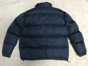 美品♪アメリカ直輸入Timberland Jumbo Trademark Stitch Down Jacketティンバーランド 特大刺繍 軽量ダウンジャケットXL ノースフェイス.