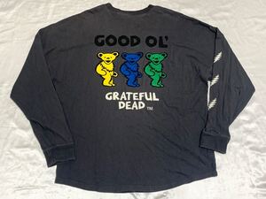 【送料無料 値下げ交渉歓迎】グレイトフルデッドGratefulDeadダンシングベア ビンテージ風刺繍長袖トレーナ M グレー古着アメリカロックUSA