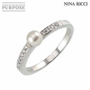 ニナリッチ NINA RICCI 14号 リング アコヤ真珠 4.5mm ダイヤ 0.11ct K18 WG ホワイトゴールド 750 指輪 Akoya Pearl Ring 90236978