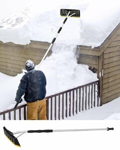 スノーレーキ 屋根除雪 雪下ろし棒 多機能 アルミ製 1.5-5m長さ調整可能 雪下ろし道具 組み立て式 除雪道具 除雪用品 ロング雪落とし