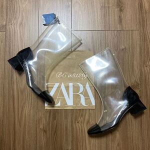 新品 ZARA SPECIAL EDITION スケルトン ロングブーツ 24.5cm 38 レディース ザラ スニーカー シューズ 長靴 脚長 細見え 