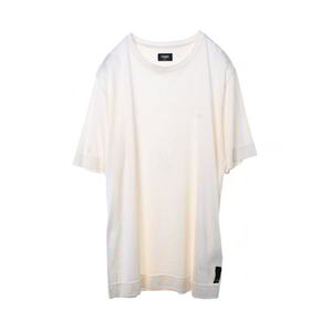 美品 FENDI ロゴ刺繍 シルク Tシャツ S ライトベージュ フェンディ KL4BQKPB46