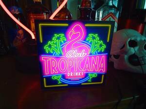 アメリカン ハワイ フラミンゴ トロピカル ドリンク 南国 カフェ バー スナック ライトBOX ランプ 看板 置物 TROPICANA 電飾看板 電光看板