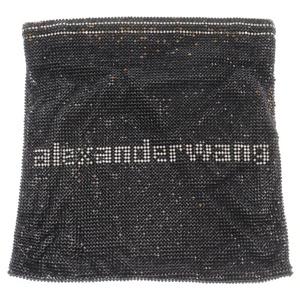 ALEXANDER WANG アレキサンダーワン Wanglock Pouch ラインストーンロゴポーチ クラッチバッグ ブラック レディース