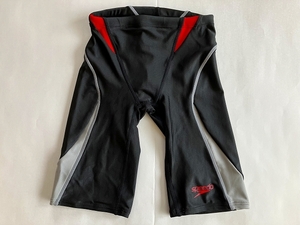 speedo（スピード）／競泳水着（Fina承認）／男性用（SS）／黒・赤灰ライン／中古品