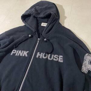 PINK HOUSE ピンクハウス スウェットパーカー ジップアップパーカー Pワッペン SHIMPACLUB 背中ロゴ【L】