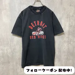 古着 used　NHL DETROIT RED WINGS　半袖プリントTシャツ　アイスホッケー　黒　ブラック　デザイン　個性的　クルーネック　春夏服