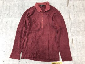 COMME CA ISM コムサイズム モールニット スキッパーシャツ エンジ色 L