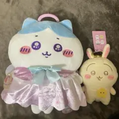 天使なbigぬいぐるみ　ハチワレ＆うさぎ がま口ポーチ