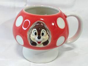 ☆2005年 チップ＆デール きのこマグカップ 赤 陶器製 セガ 未使用 ☆ Disney SEGA キャラクター グッズ 食器/ティーカップ 平成レトロ