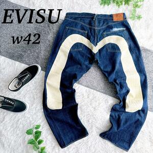 希少サイズ　EVISU　エヴィス 大黒　ジーンズ　ビックカモメ　白カモメ　インディゴ　W42　デニムパンツ　赤耳