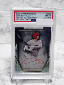 【大谷翔平 赤色インク直筆サイン 25枚限定】 2022 DIAMOND ICONS RED INK AUTOGRAPHS #RISO (PSA MINT 9)