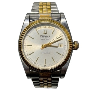 BULOVA SUPER SEVILLE DAY&DATE スーパーセビル デイデイト 自動巻き コンビ シルバー ゴールド 4413902 16750 稼働品 リューズ難有り ◯