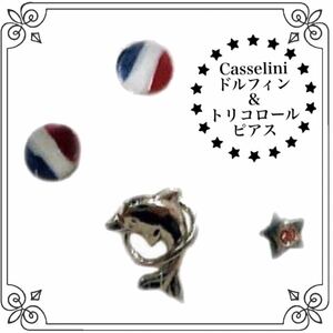 【即決★新品★現品限り】Casselini★イルカ＆トリコロールピアス.マリンセット　マリン ドルフィン 個性的 キレイめ カジュアル