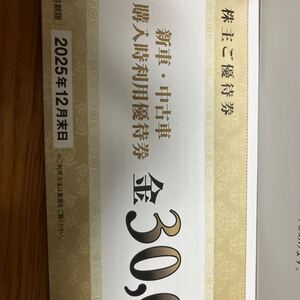 優待券30,000円　車検時利用優待券10,000円　Jネットレンタカー10％・20％割引有効期限2025年12月末日　VTホールディングス　