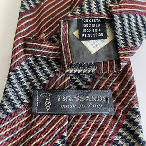 TRUSSARDI(トラサルディ) ボルドー緑黄色線レジメンタルネクタイ