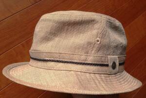 良好 AQUASCUTUM HAT ベージュS 麻 春夏 アクアスキュータム バケットハット 英国ファッション トラッドmods古着London fashionバケハ 小物