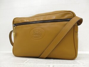 ◆超美品◆CELINE セリーヌ◆カーフ レザー 本革◆ショルダー バッグ◆キャメル ゴールド金具◆ヴィンテージ◆馬車ロゴ型押し◆A9527