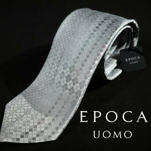 新品1円～★定価1.4万 エポカ ウォモ EPOCA UOMO 日本製 シルク絹100% ネクタイ 織柄 グレー 正規店本物 ◆8017◆