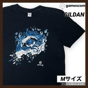 gamescom 半袖Tシャツ メンズ M 黒 半袖 ゲームTシャツ スタッフT 送料無料 海外アーティスト GILDANボディ 海外輸入 アニメTシャツ ゲーム