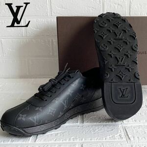 ☆未使用LOUIS VUITTON ルイヴィトン ウィルダネスライン FD0146 レザー スニーカー サイズ8 1/2 メンズ ブラック モノグラム エクリプス 