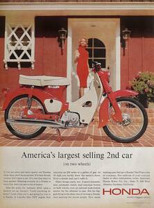 稀少！1963年ホンダ・スーパーカブ広告/Honda 50cc/オートバイ/昭和レトロ/旧車/J