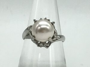 プラチナ リング アコヤパール直径 約8.9mm D0.075ct PT900 5.7g (貴金属) 宝石 ダイヤモンド ダイヤ レディース ヴィンテージ 指輪