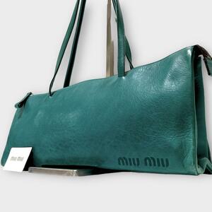 入手困難/極美品 MIU MIU 90s archive bag ミュウミュウ アーカイブ ヴィンテージ ロゴ型押し ハンドバッグ 肩掛け レザー　