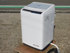 【正常動作品/風呂用ホース付き】日立 全自動洗濯機 BW-70WVE3 7kg 強化ガラス蓋 ホワイト ビートウォッシュ 美品 綺麗 中古 大型清掃済み