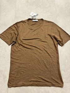 4886】新品3.2万【GRAN SASSO / グランサッソ　46　春夏　麻100％　リネンTシャツ　ヴィンテージ＆ウォッシュ加工】トープ