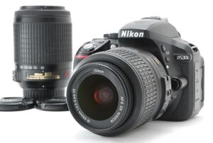 ニコン Nikon D5300 + AF-S NIKKOR 18-55mm 55-200mm VR ダブルレンズセット 《 スマホ転送セット付 》　L0103334-250118