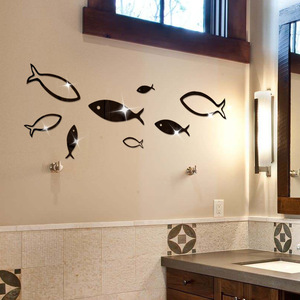 アクリル壁シール　ウォールステッカー　魚　浴室　洗面所　壁アート　モダン　インテリアシール　光沢
