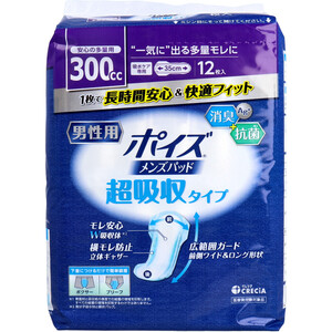 【まとめ買う】ポイズ メンズパッド 超吸収タイプ 安心の多量用 300cc 12枚入×2個セット